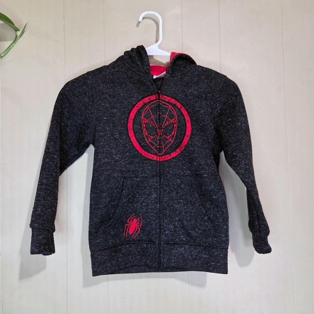 Marvel Boy's Spider-man Zipper Hoodie and Pant Set/Tracksuit (Size 7)  Black/Red
